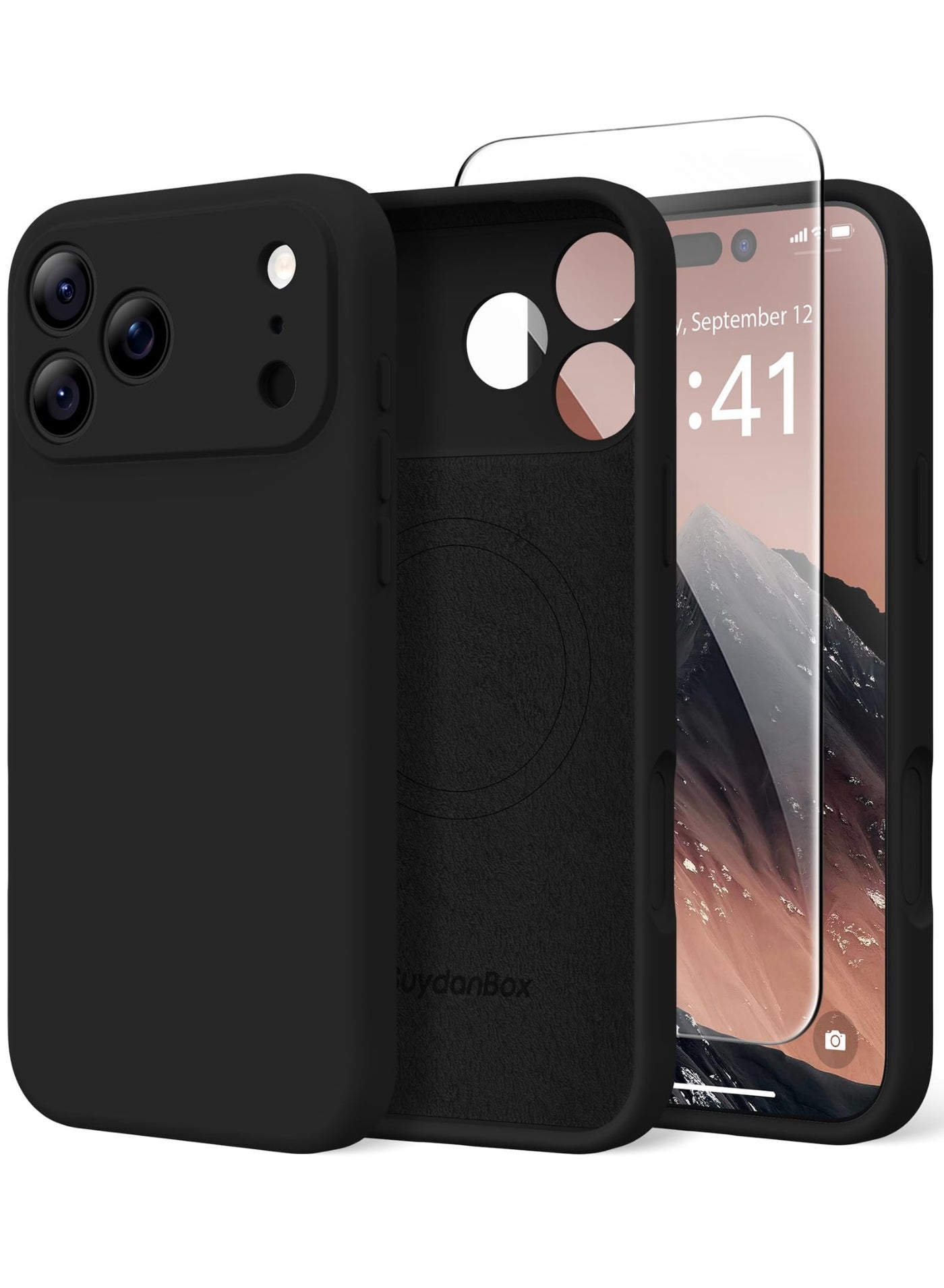 SUYDANBOX Magnetic for iPhone 17 Pro Max Case, Compatible with MagSafe, [Full Camera Protection][Screen Protector] Silicone Shockproof Protective Phone Case for iPhone 17 Pro Max 6.9", Black